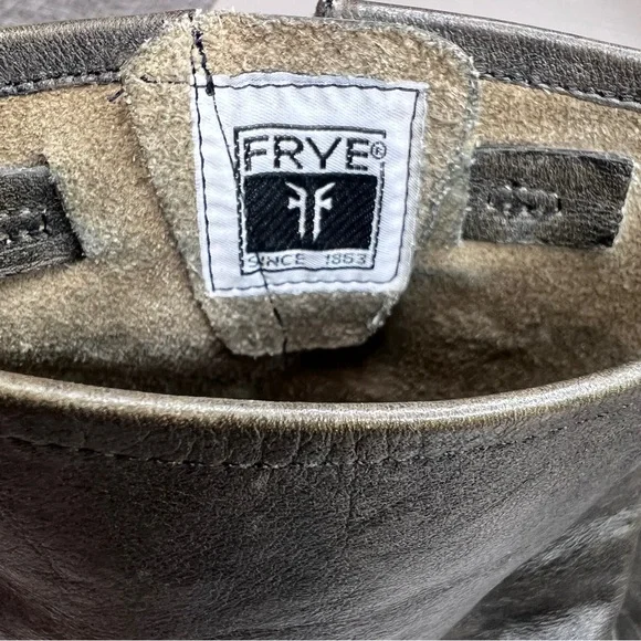 Frye Veronica Short Burnished Antique Gray Slouch Engineer Moto Boots - Picture 12 of 16
